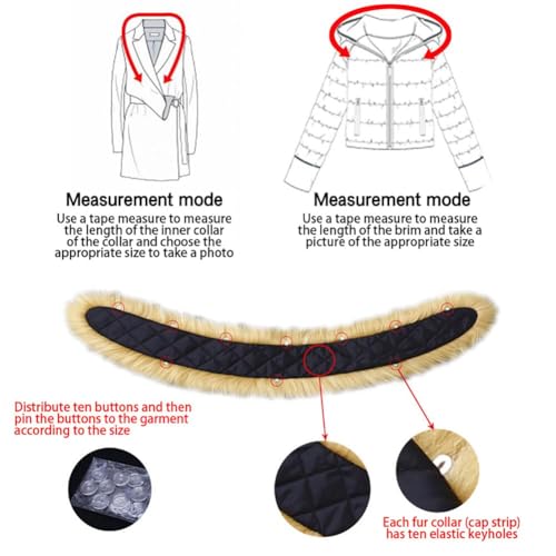 Faux Fur Collar for Women, Detachable Faux Fur Collar Hood Trim Replacement for Winter Coats & Jackets3