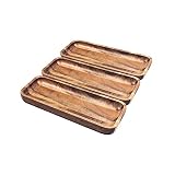 Acacia Wood Serving Trays, Set of 3 Wooden Serving Platters for Home Decor, Food, Cheese, Fruit, Veg