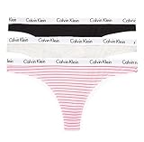 Calvin Klein Carousel 3-Pack Thong Feeder Stripe Pale Orchid/Snow Heather/Black MD (Women's 8-10)
