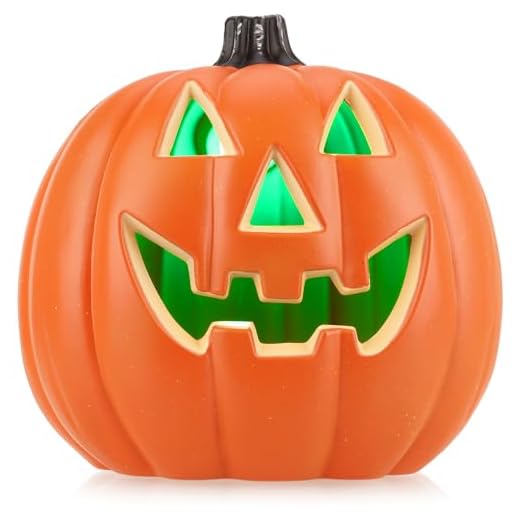 com-four® Calabaza con iluminación LED - Calabaza de Halloween como decoración de Ventanas y de la casa - Calabaza de plástico Grande (Naranja - 30cm)