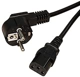 abgewinkelter Schutzkontaktstecker auf Kaltgerätebuchse