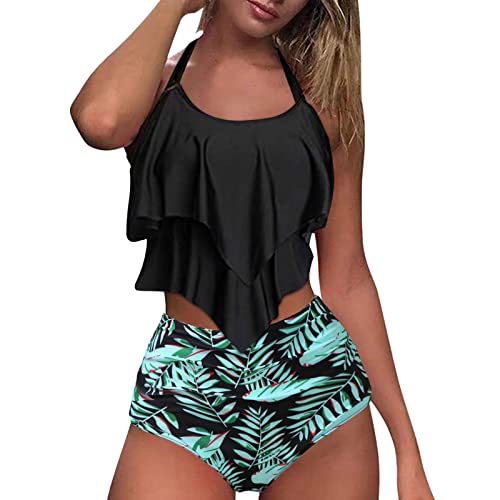 Tankini grande taille avec short de bain à poches vert XXL pour femme