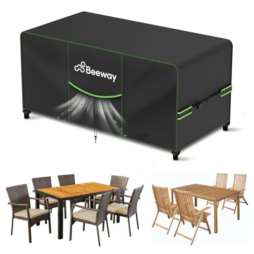 BEEWAY Gartenmöbel Abdeckung Wasserdicht V2.0 150x90x73cm, Schutzhülle Abdeckplane für Gartentische Terrassenmöbel Möbelsets - 420D Oxford Gewebe, Anti-UV, Winterfest