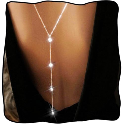 JEWEKY Long Back Neclace for Backless Dress Silver Back Chain Neclaces for Women