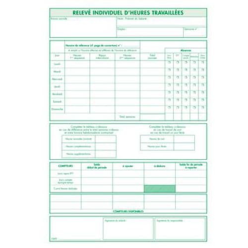 Lot de 5 Manifold RTT - Enregistrement des Temps de Travail, 50 dupli autocopiant