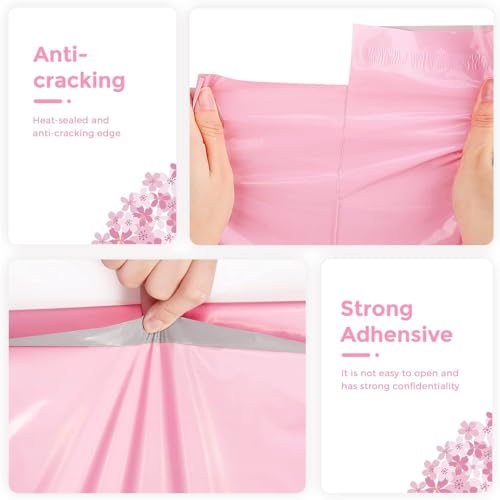 Image of Metronic Poly Mailers 10X13 200 Pack, Strong Adhesive Shipping Envelopes for Clothing, Medium Shipping Bags for Small Businesses, Waterproof Mailers Poly Bags, Packages Bags Light Pink