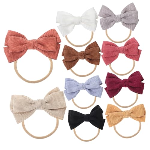 10 peças de laços para bebês, acessórios para cabelo de meninas, envoltórios de cabeça para bebês, s