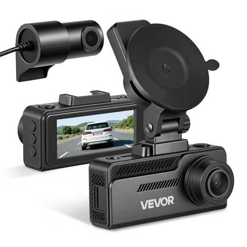 VEVOR Dashcam Voiture Avant et Arrière, 4K et 1080P, Caméra Embarquée Double Canal, avec Carte Mémoire 32 Go, GPS Intégré, Angle 129° et 125°, Écran de 80,8 mm, Enregistrement en Boucle, Mode Parking