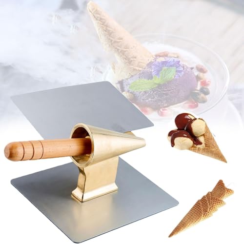 Rodillo antiadherente para hacer conos de waffle con mango de madera, máquina para hacer conos de helado y tortillas, herramienta esencial para hornear en casa.