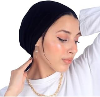 باندانا برباط خلفي كبير لتغطية كاملة للشعر (أسود)