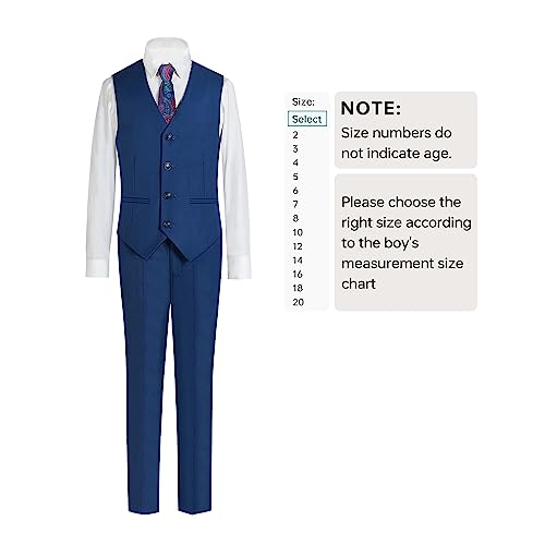 Happy Dolphin Boys Formal Suit Set 7 Pieces Blue Suit Slim Fit Boy Suit Wedding Suit Ring Bearer Suit #TOP1