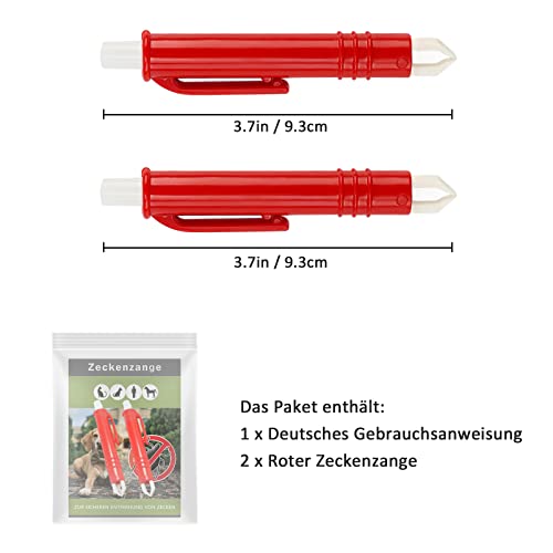 Nepfaivy Zeckenzange für Hunde Katze Mensch - 2er Set Zeckenpinzetten für Kinder und Haustier, Einfacher und Sicherer Zeckenentferner für Zecken Jeder Größe