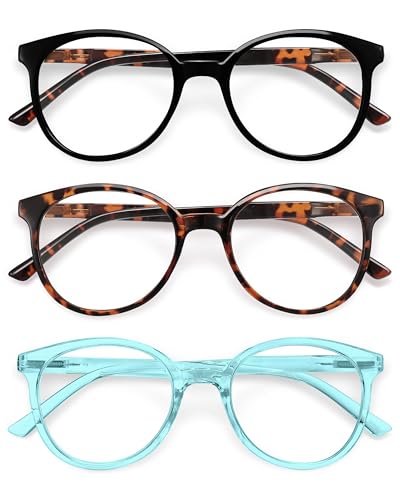 Image of IBOANN Chic & Comfy Blue Light Glasses for Women - 3-Pack Round Frames, Screen-Ready Style with UV Protection Coating