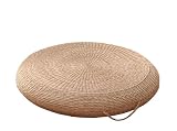 NINHFTDROU Tessuto rotondo Cuscino da pavimento Tatami, Cuscino da seduta in paglia intrecciata, Morbido futon in rattan intrecciato, Cuscino da pavimento con maniglia, Confortevole(Diameter 50cm (19.