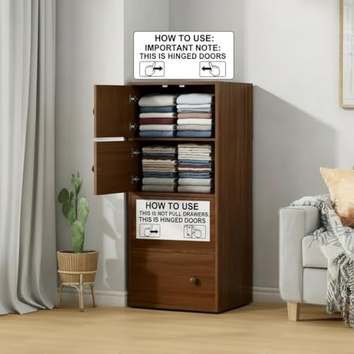 Image of EXVITO Engineered Wood Wardrobe for Bedroom | Foldable 4 - Shelf Wooden Storage Cabinet | Cupboard Almirah for Clothes | Collapsible Wardrobe | Space Saving Wooden Cabinet - WALLNUT