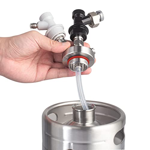 TMCRAFT Mini Keg Dispenser, Edelstahl Beide Kugeln Lock Speer, Schnellmontage-Bieranschluss Mit 130cm Bierschlauch für Growler