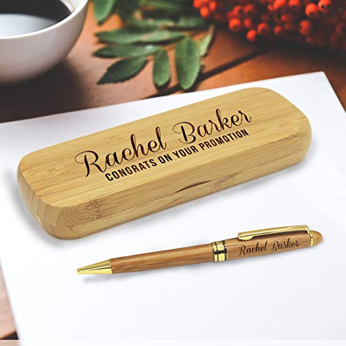 My Personal Memories Custom Engraved Ballpoint Pen with Personalized Case - Wood Pen Set for Lawyers, Doctors, Teachers, Graduates, Students (Bamboo) - Thumbnail 3