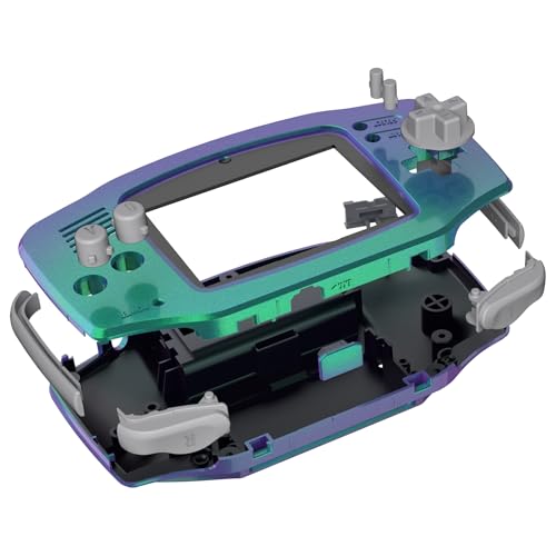 Image of IPS Ready Upgraded eXtremeRate Chameleon Green Purple Replacement Shell Full Housing Cover & Black Screen Lens for Gameboy Advance - Compatible with Both IPS & Standard LCD - No Console & IPS Screen