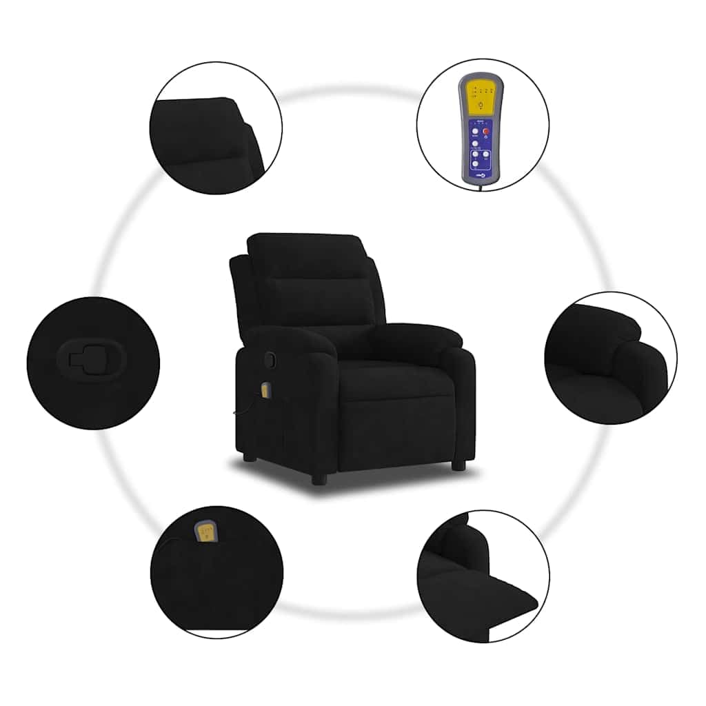 Sillón de Masaje reclinable de Terciopelo Negro