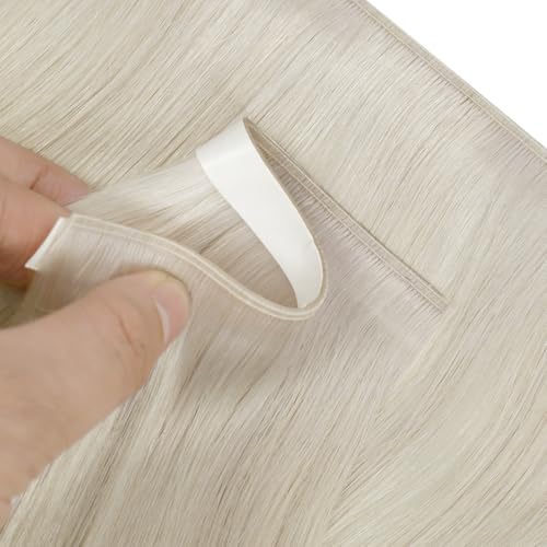 Image of LaaVoo Tape in Weft Hair Extensions Platinum Blonde Genius Tape Hair Extension Human hair Tape on Blonde Seamless Hair 16 inch 90g 4PCS