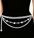 MODRSA Silver Chain Belt for Women Fashion Plus Size Gold Waist Chains Metal Layered Pearl Waist Belt Chain Trendy Belly Belts for Women