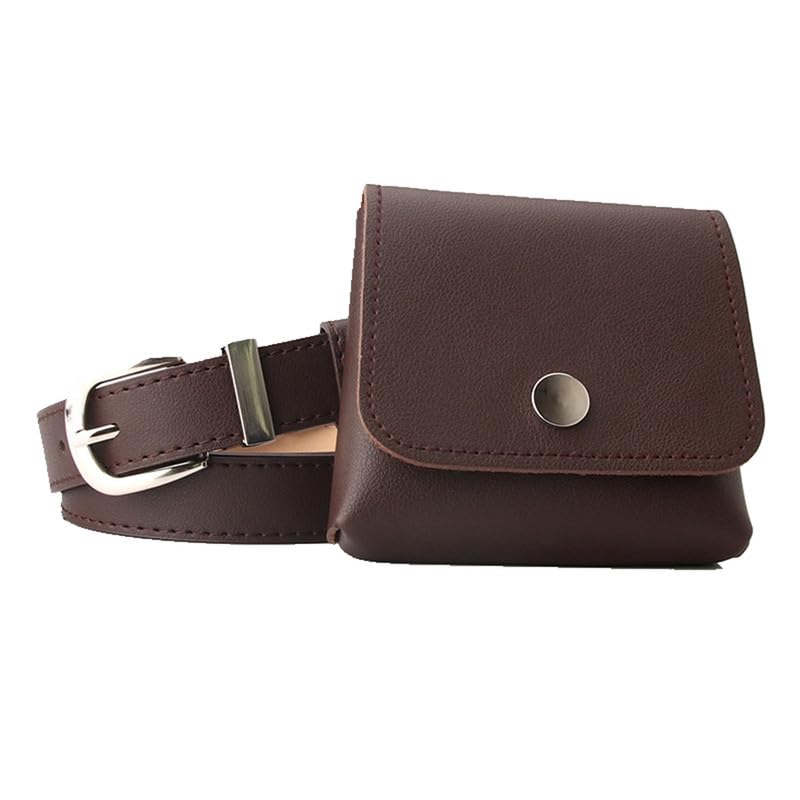 ROWAGY Cinturón de cintura para mujer con mini monedero, cinturón de cuero, bolsa de vestir, pantalones de trabajo, jeans, falda, cinturón ajustable, Marrón, Talla única