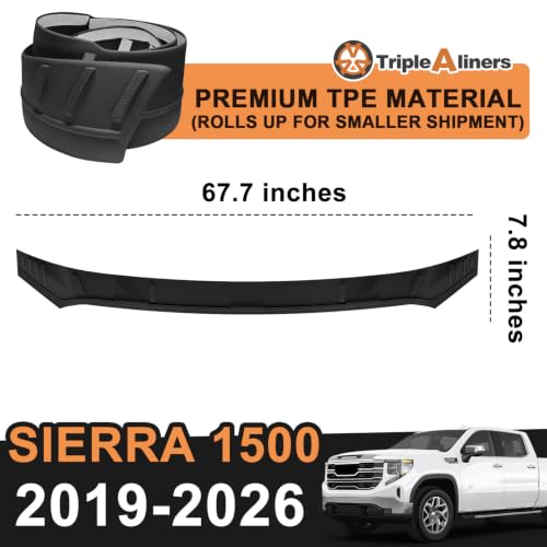 Image of TripleAliners Hood Bug Deflector Protector for 2019-2026 GMC Sierra 1500 | Hood Protector, Bug Deflector Shield Replacement, Flexible TPE Material, Easy to Install, Upgraded adhesion