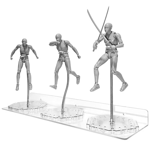 FaitAtten 3 Pack Metal Action Figure Stand,Acrylic Floating with Snake Tube Bracket Action Figure Wall Shelf,Action Figure Display Holder Stand Base Compatible with HG RG SD SHF Gundam 1/144 Toy