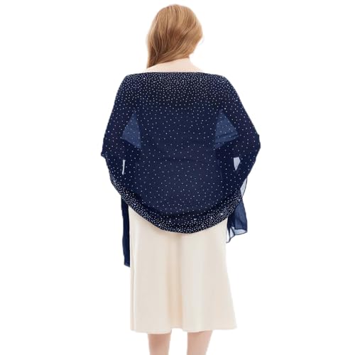 AUSEKALY Shawl Wraps for Women Evening Dresses Sparkly Rhinestones Formal Chiffon Wraps Rave Indian Dupatta