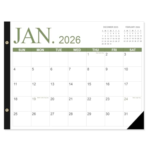 Calendario de escritorio 2026-2027 con papel de primera calidad y marca navideña