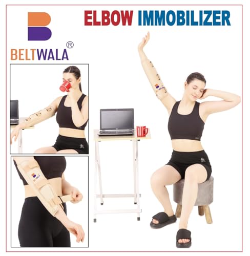 Image of Elbow Brace Arm Immobilizer Splint (XXL) | Cotton Elbow Support Stabilizer with Aluminum Strips for Fracture, Sprains, Dislocation & Arthritis Pain Relief | Adjustable & Lightweight
