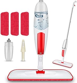 TRAV-ROUND Spray Mops for Cleaning Floors with 3pcs Washable Pads, Spray Floor Mop with 550ML Refillable Bottle Dry Wet Microfibre Flat Mop for Kitchen Wooden Hardwood Laminate Ceramic Tile