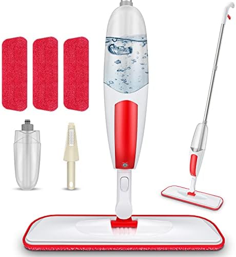 Microfiber Spray Mop for Floor Cleaning with 3pcs Washable Pads Wood Floor Mop with 550ML Bottle Home or Commercial Use Dry Wet Flat Mop for Kitchen Hardwood Laminate Ceramic Tile