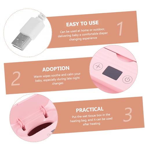 Chauffe-lingette bébé USB Yardwe : distributeur portable rose
