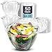 Clear Plastic Bowl With Dome Lids for Salads Fruits Parfaits, 48oz, Disposable, Large Size [50 Pack]