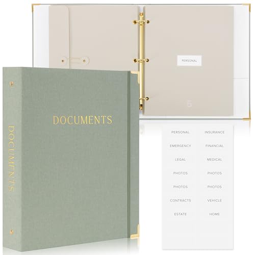 Aesthetic Document Organizer - Sturdy Linen 3-Ring Binder...
