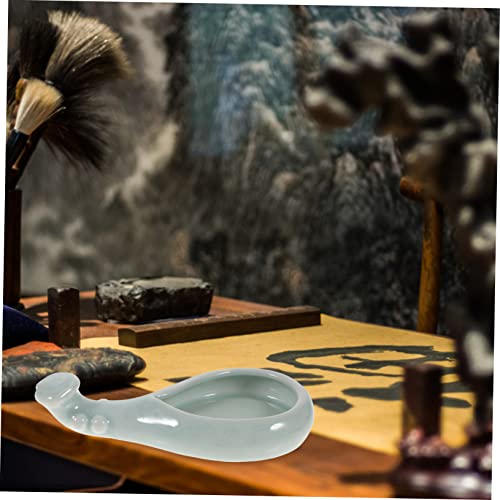 Plafope Pipa Ink Table Chinese Calligraphy Well Chinese Calligraphy Inkstone Ink Brush Storage Water Dish Ceramic Calligraphy Ink Plate Calligraphy Ink Brush Washer Calligraphy Ink Dish #TOP7