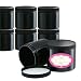 Pack of 8-16 Ounce Black Round Jars – 16 Oz Refillable Cosmetic Containers – Plastic Pots with Lids & Labels - BPA-Free - Large Empty Round Slime/for Body Butter Bath Sugar & Salt Scrubs and More