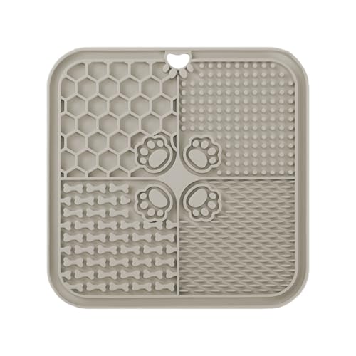 leckmatte Hund,Leckmatte für Hunde, Futtermatte für Butter & Joghurt, Hundespielzeug für Baden, Training & Fellpflege (1er-Pack Beige, 20X20 cm)