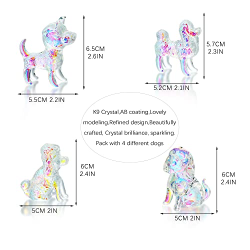 Hdcrystalgifts Crystal Angel Paperweight Decor And Set 4 Colorful Cute Dog Ornament Statue Animal Collectible #TOP4