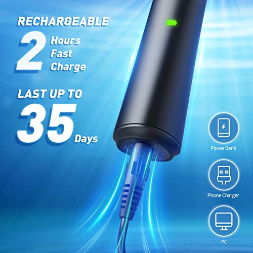 Whitempter Sonic Electric Toothbrush For Adults, Rechargeable Sonic Toothbrush With 10 Brush Heads, Fast 2 Hr Charge Last 35 Days,Rechargeable Sonic Toothbrush With 40000Vpm And 3 Modes (Black) #TOP5