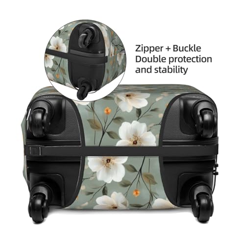 Luggage Cover Protector - Bright White Florals Print Suitcase Covers for Luggage Fit 18-21 Inch Suitcase3