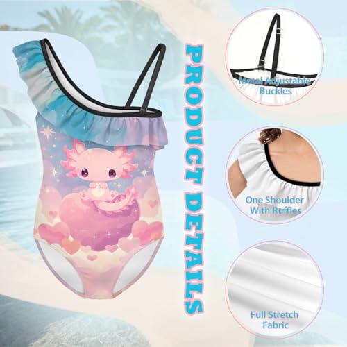 Image of Girls Swimsuit One Piece Ruffle Swimsuit Non-Slip Straps UPF 50+ for Girls Size 3-14 Years
