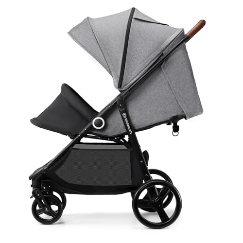 Image of Kinderkraft Grande Plus Kinderkraft Buggy from Birth to 48.5 lb, one-Hand Folding, Reclining Position, Large Canopy with Window, All 4 Wheels dampened, Spacious seat, Gray