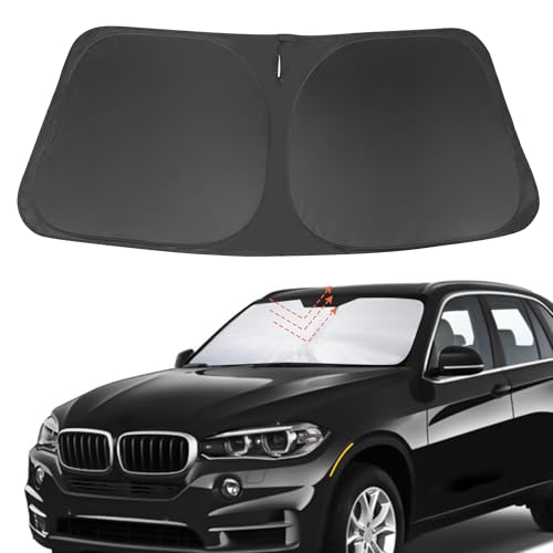 Image of YYCKE Windshield Sun Shade Accessories Compatible with 2014 2015 2016 2017 2018 X5 for BMW Foldable Sunshade Sun Visor Blocks UV