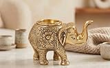 Kridaykraft Éléphant décoratif en métal – Petit vase à fleurs multi usages, porte bougie et organisateur de papeterie pour le salon et le bureau – Élégante statue d'éléphant dorée pour la chance