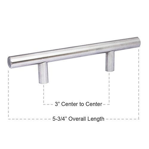 Hamilton Bowes Satin Nickel Cabinet Hardware Euro Style Bar Handle Pull - 3" Hole Centers, 5-3/4"" Overall Length #TOP1