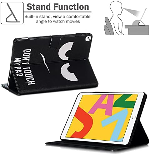 Billionn Case for iPad 9/8/7 (10.2-Inch, 2021/2020/2019 Model, 9th/8th/7th Generation), with Auto Sleep/Wake and Screen Protector, Premium PU Leather Smart Cover, DON'T TOUCH MY PAD