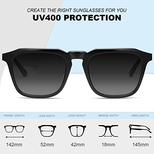 AVAWAY Men's Acetate Polarized Sunglasses UV 400 Protection Bold Shape Rectangle Frame Wide Arm Category 3 Sun Shades Sunnies4