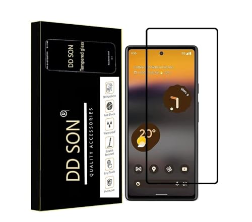 Image of DD SON Tempered Glass Screen Protector Compatible for Google Pixel 6A / Google Pixel 7A (6.1 Inch) HD Glass with Edge to Edge Coverage and Easy Installation kit,Black
